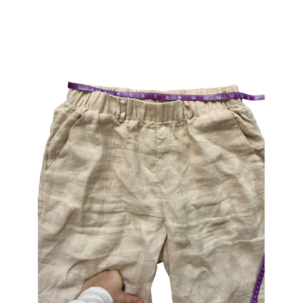 Quince Womens 100% European Linen Elastic Waist Pants Beige Sand Size Small